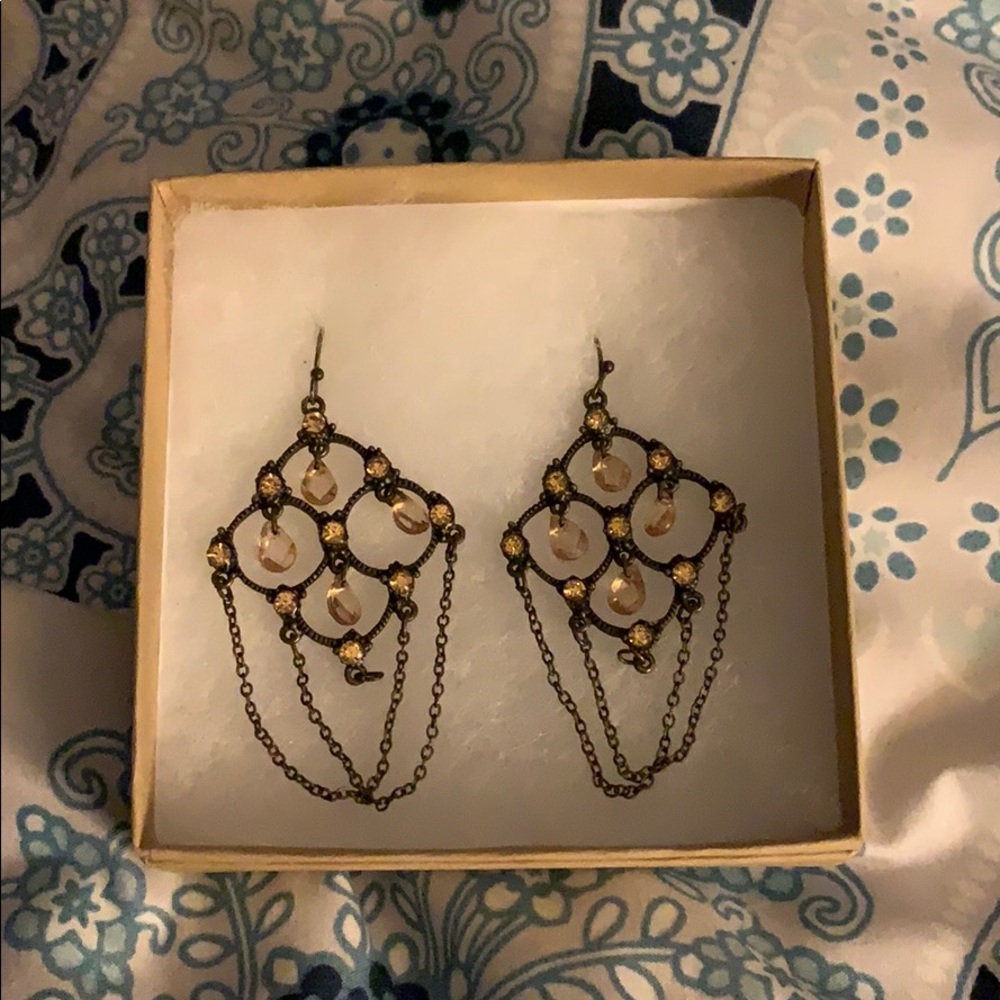 Peach Bronze Chandelier Earrings